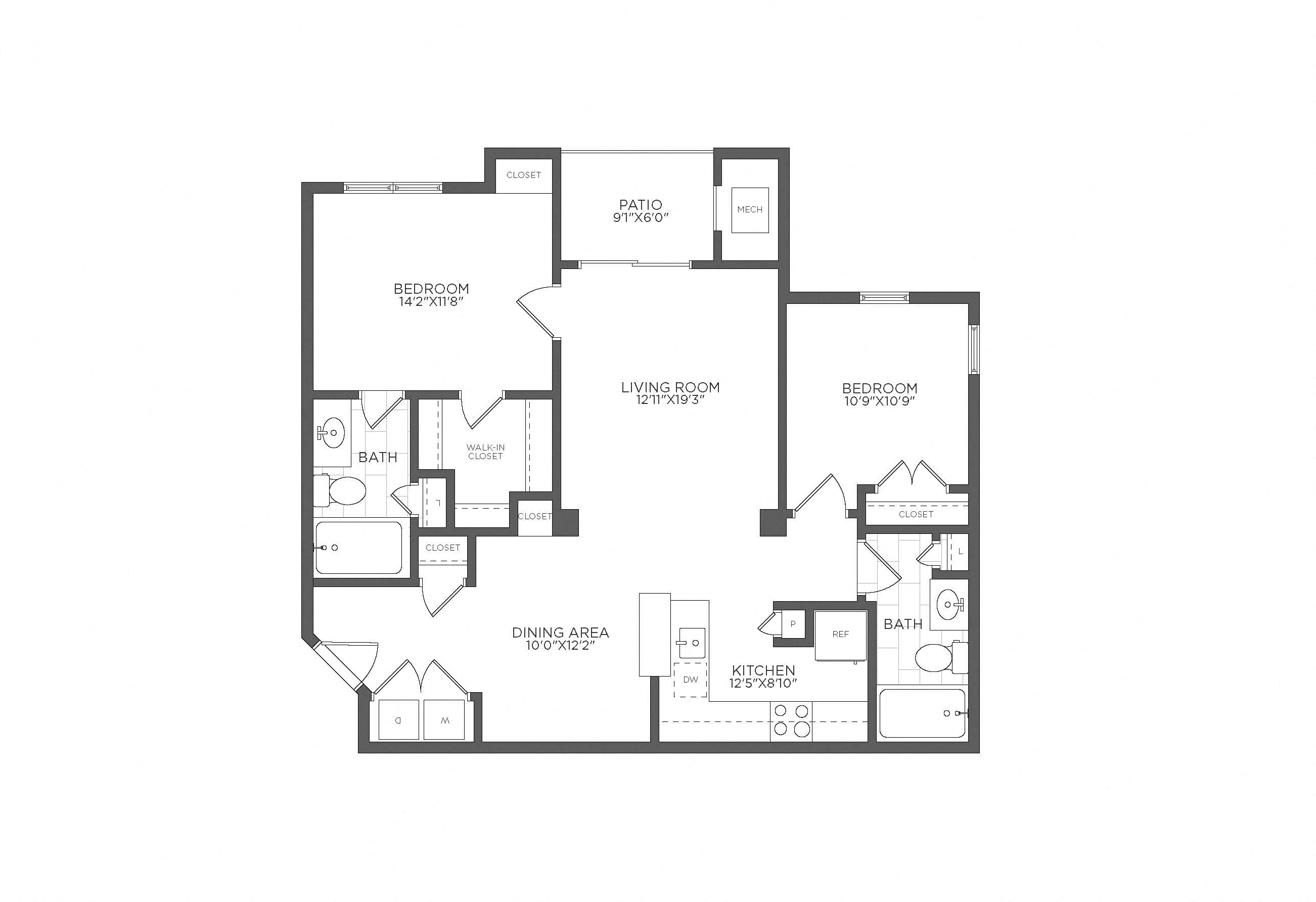 2 Bed/2 Bath-B2 floor plan