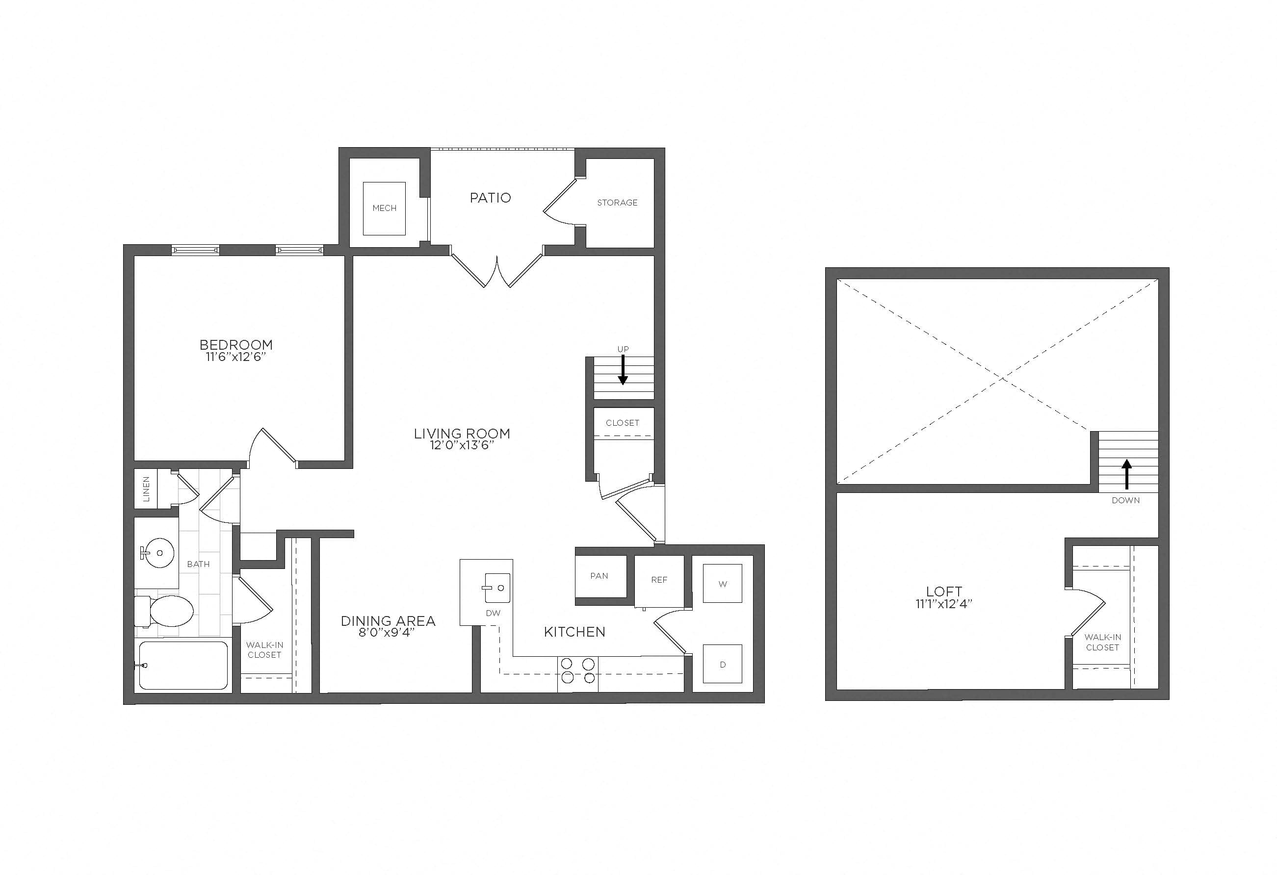 1 Bed/1 Bath Loft-AL1 floor plan