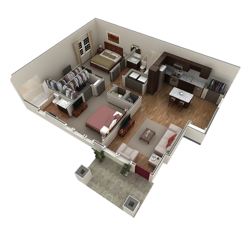 2 BR Designer Courtyard Garage floor plan