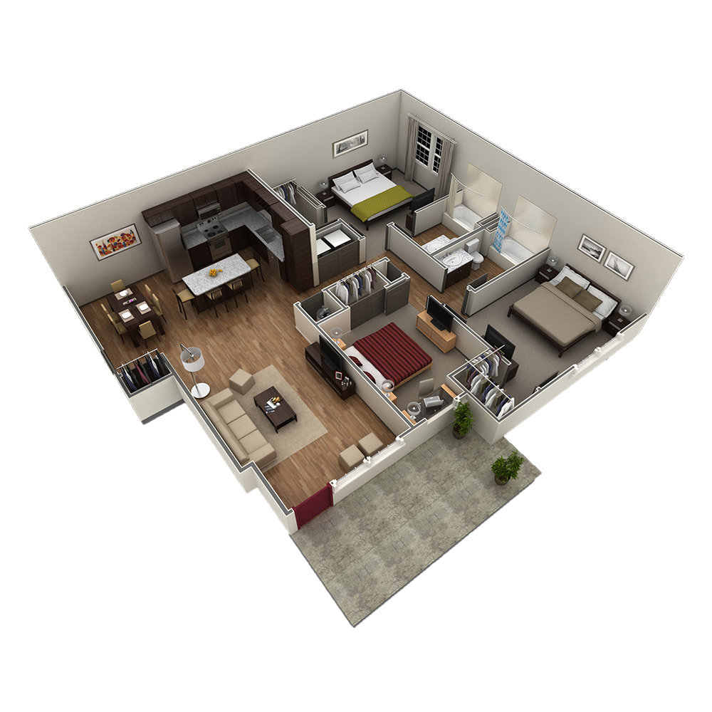 3 BR Grand Courtyard floor plan