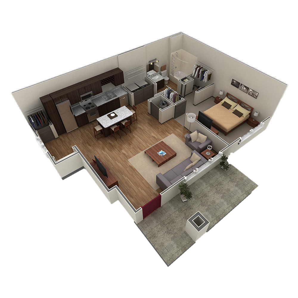 1 BR Grand Courtyard floor plan