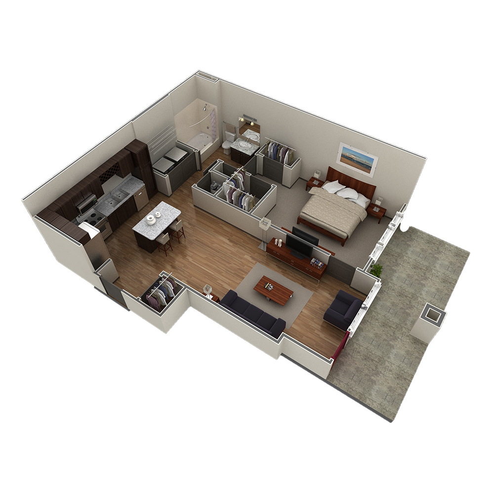 1 BR Designer Courtyard floor plan