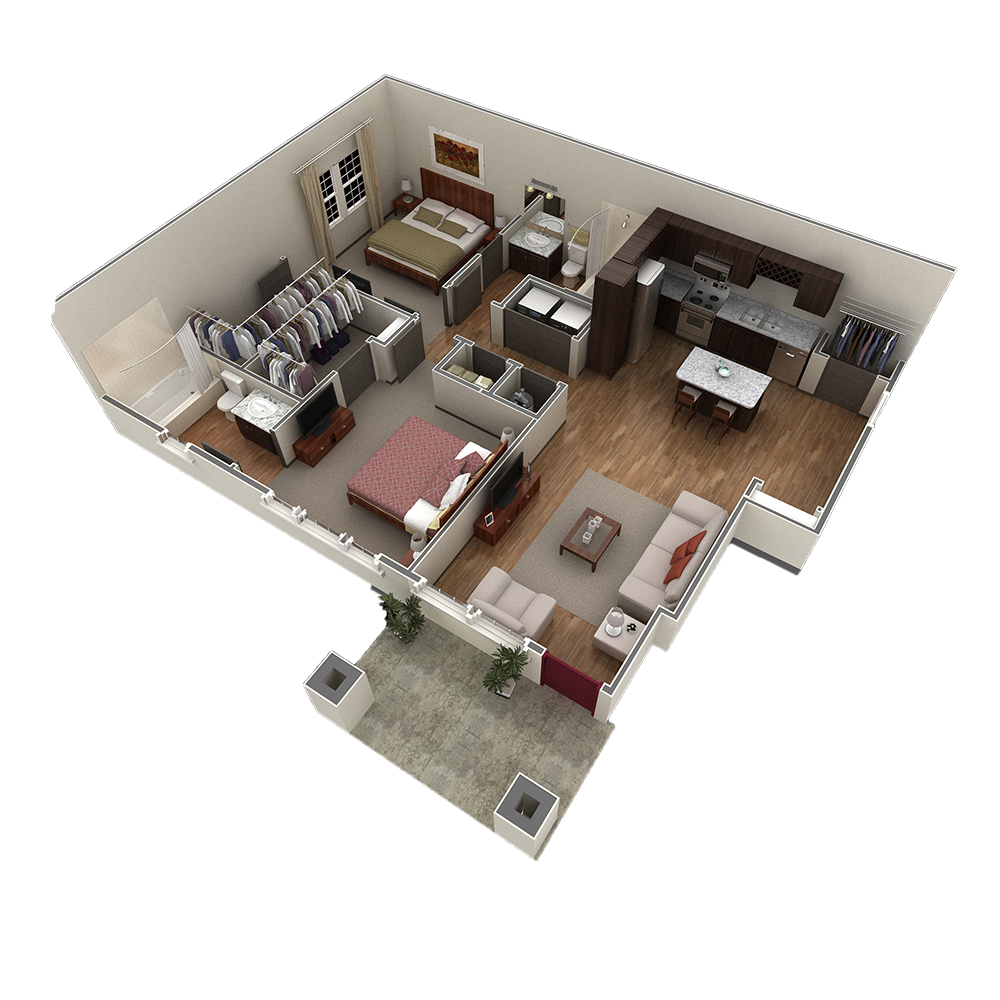 2 BR Designer Courtyard floor plan