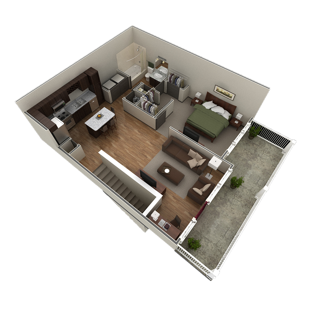 1 BR Designer Overlook floor plan