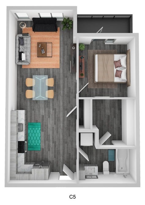 1 Bedroom 1 Bath A57 floor plan