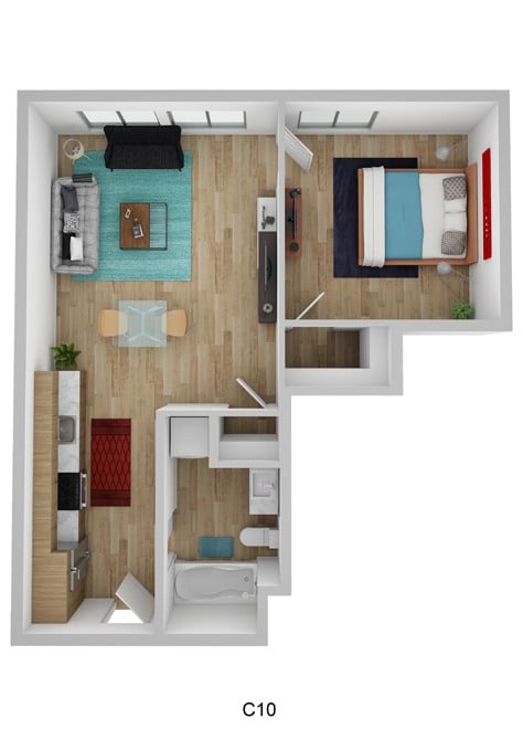 1 Bedroom 1 Bath A47 floor plan