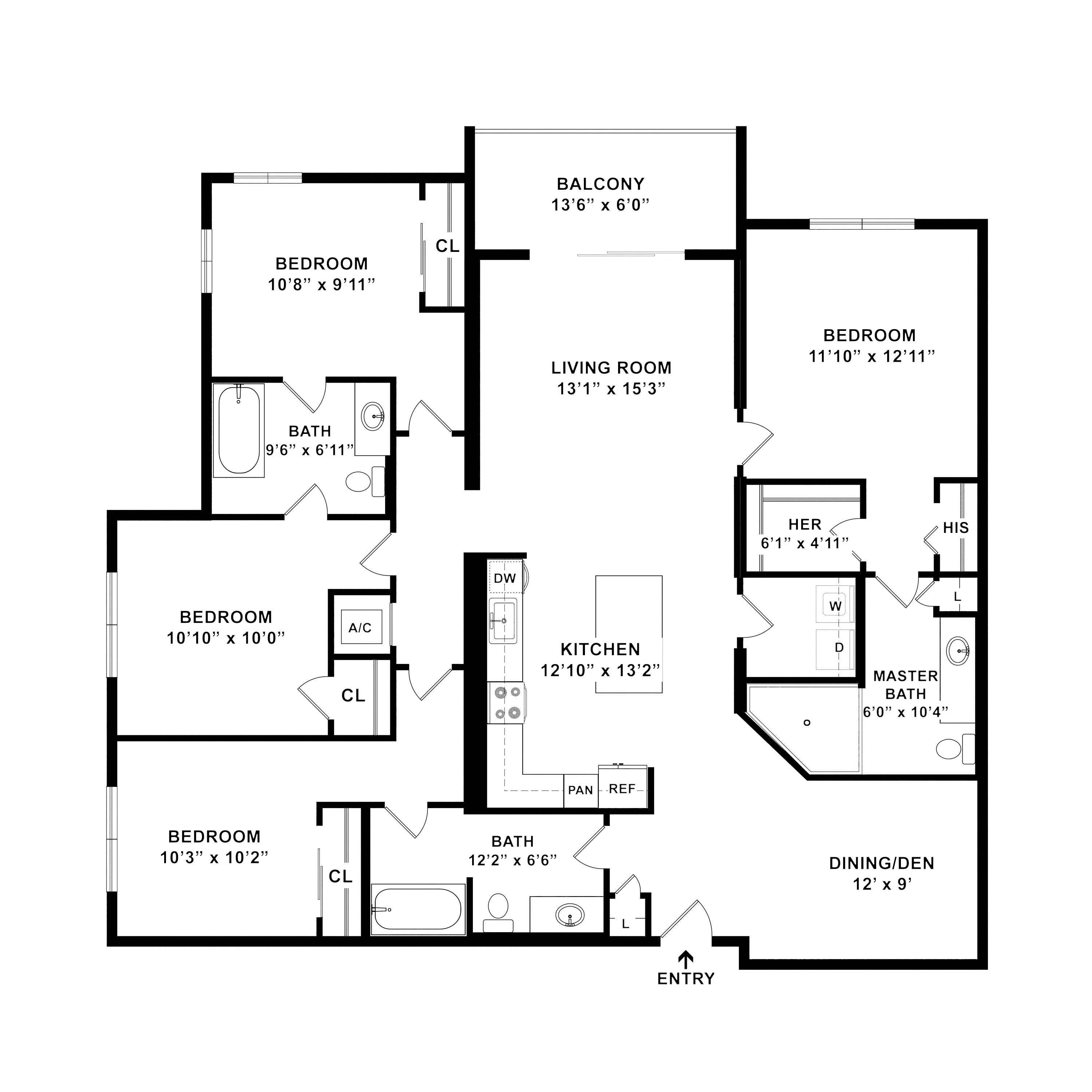 4 Bed/3 Bath-D1 floor plan