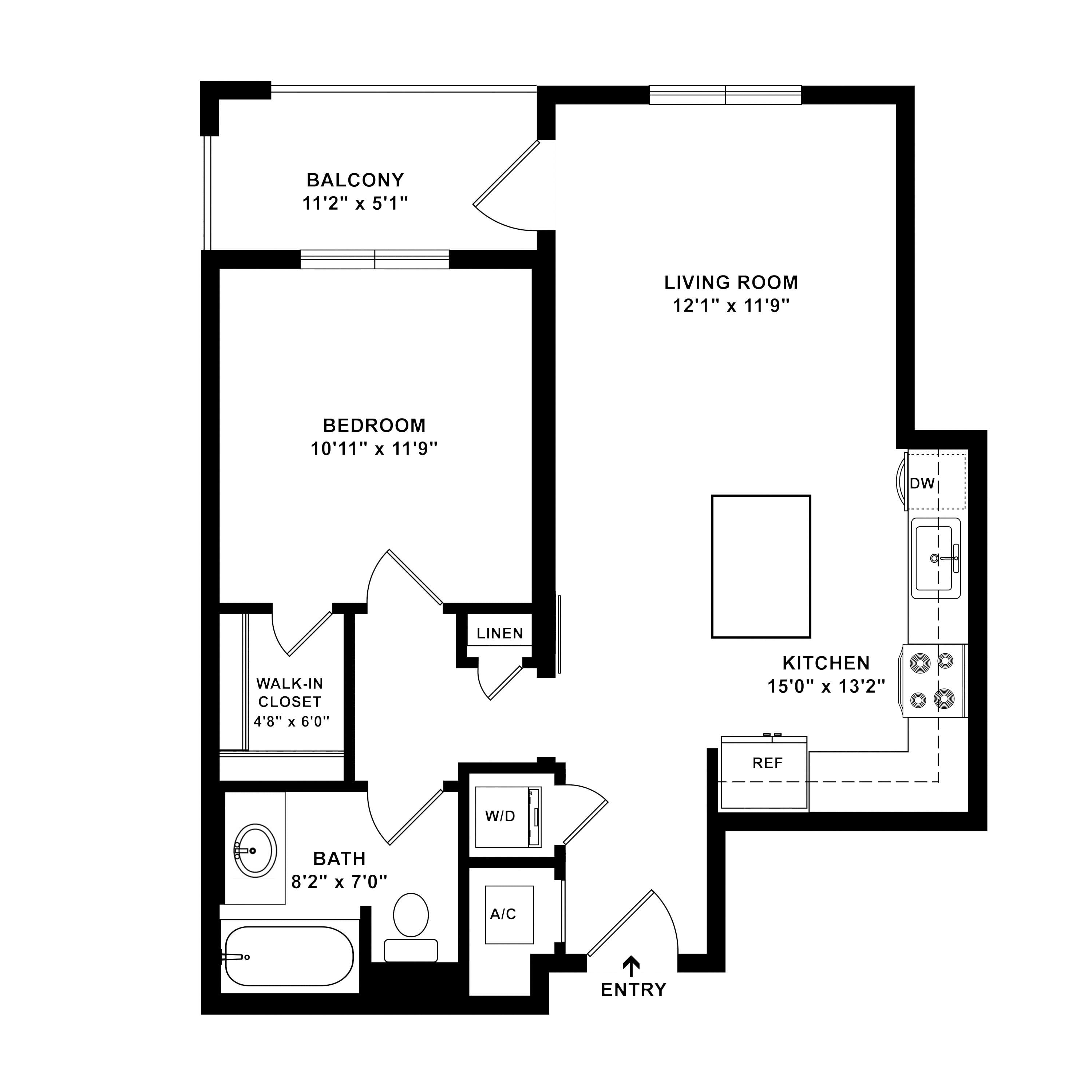 1 Bed/1 Bath-A3 floor plan
