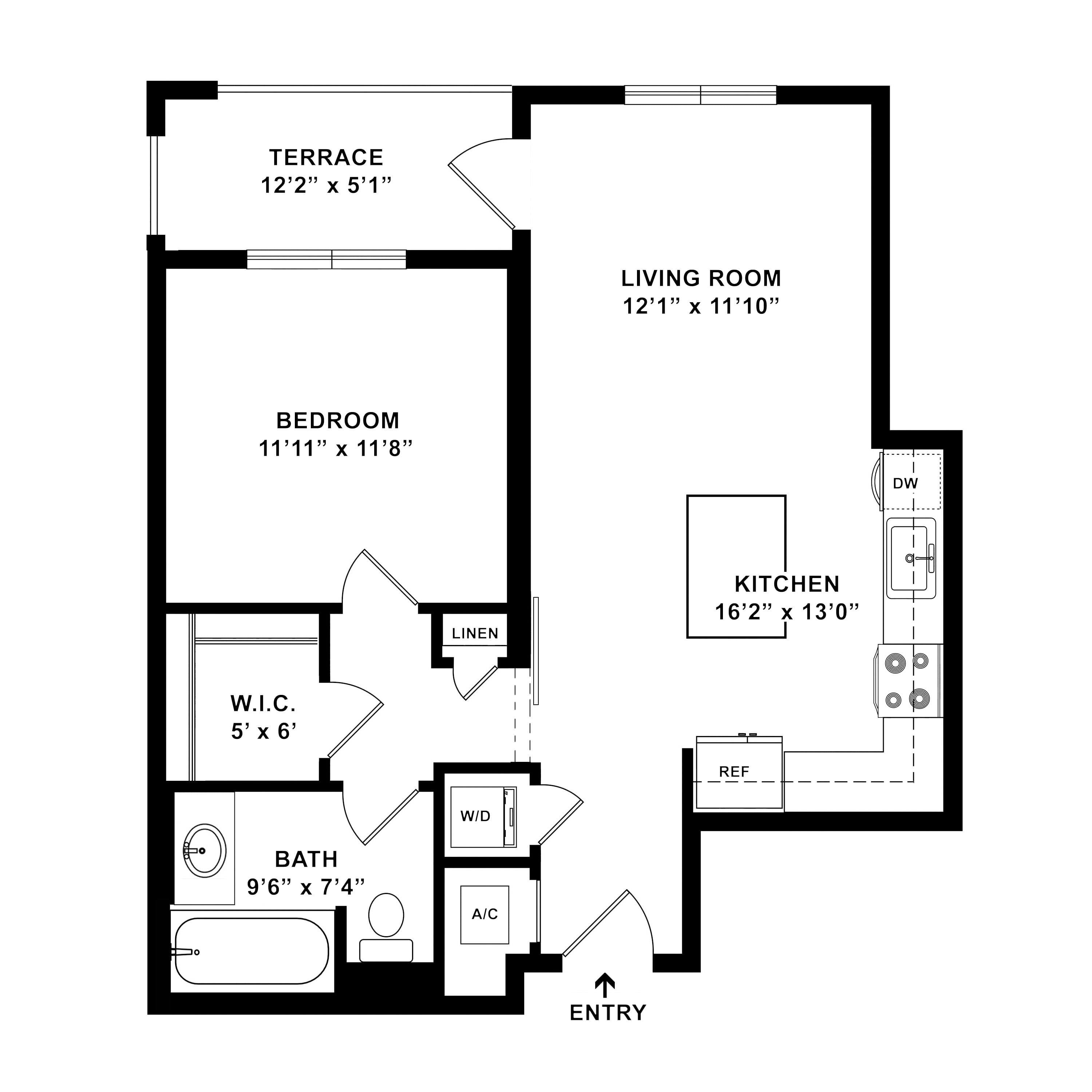 1 Bed/1 Bath-A4 floor plan