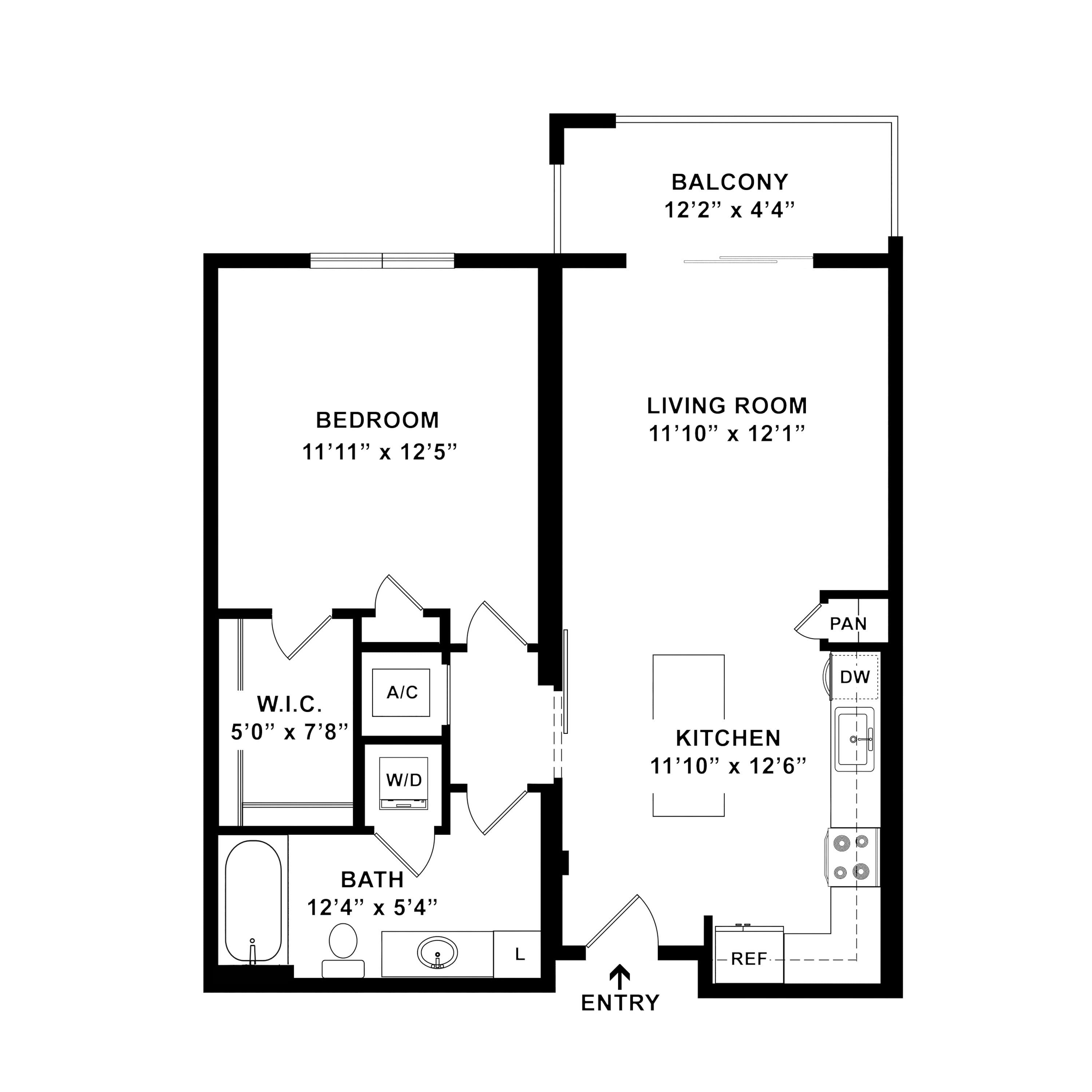 1 Bed/1 Bath-A1 floor plan