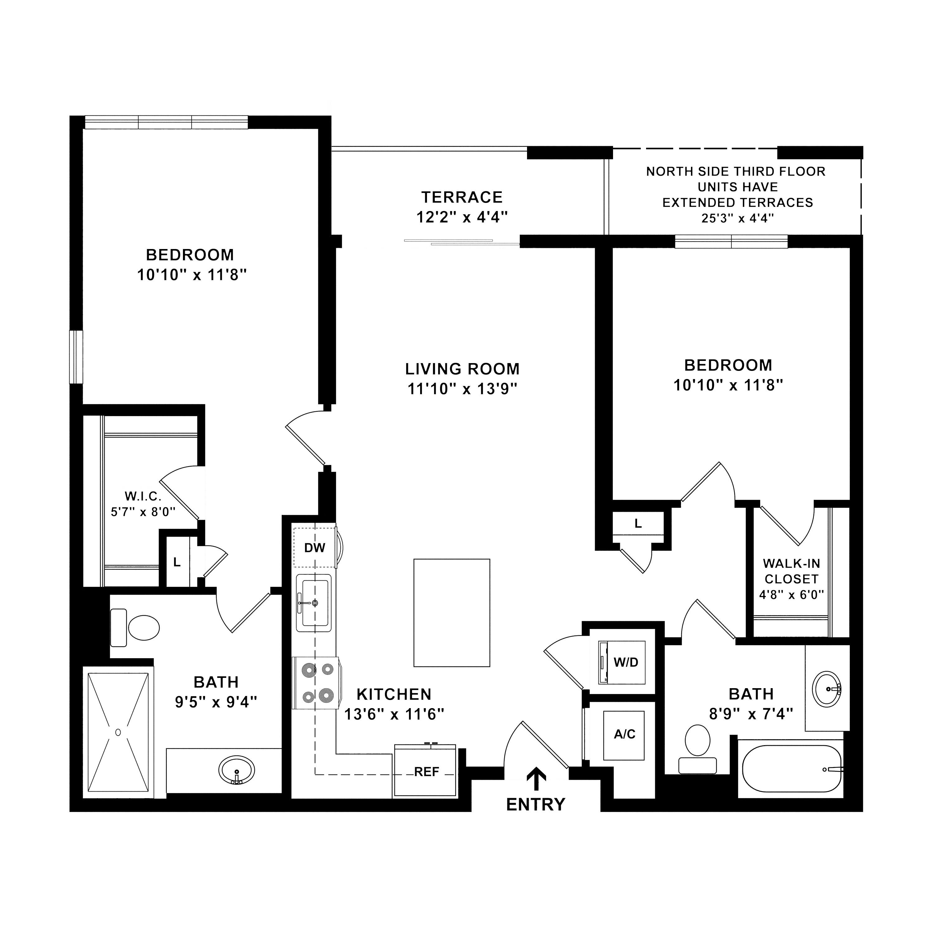 2 Bed/2 Bath-B3 floor plan