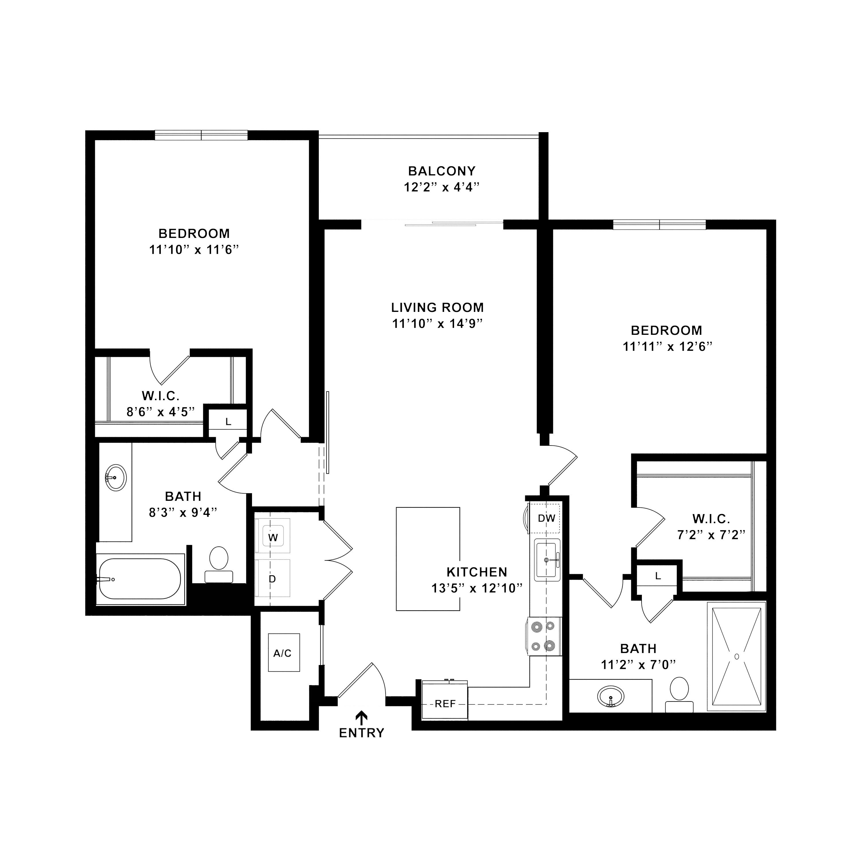 2 Bed/2 Bath-B4 floor plan