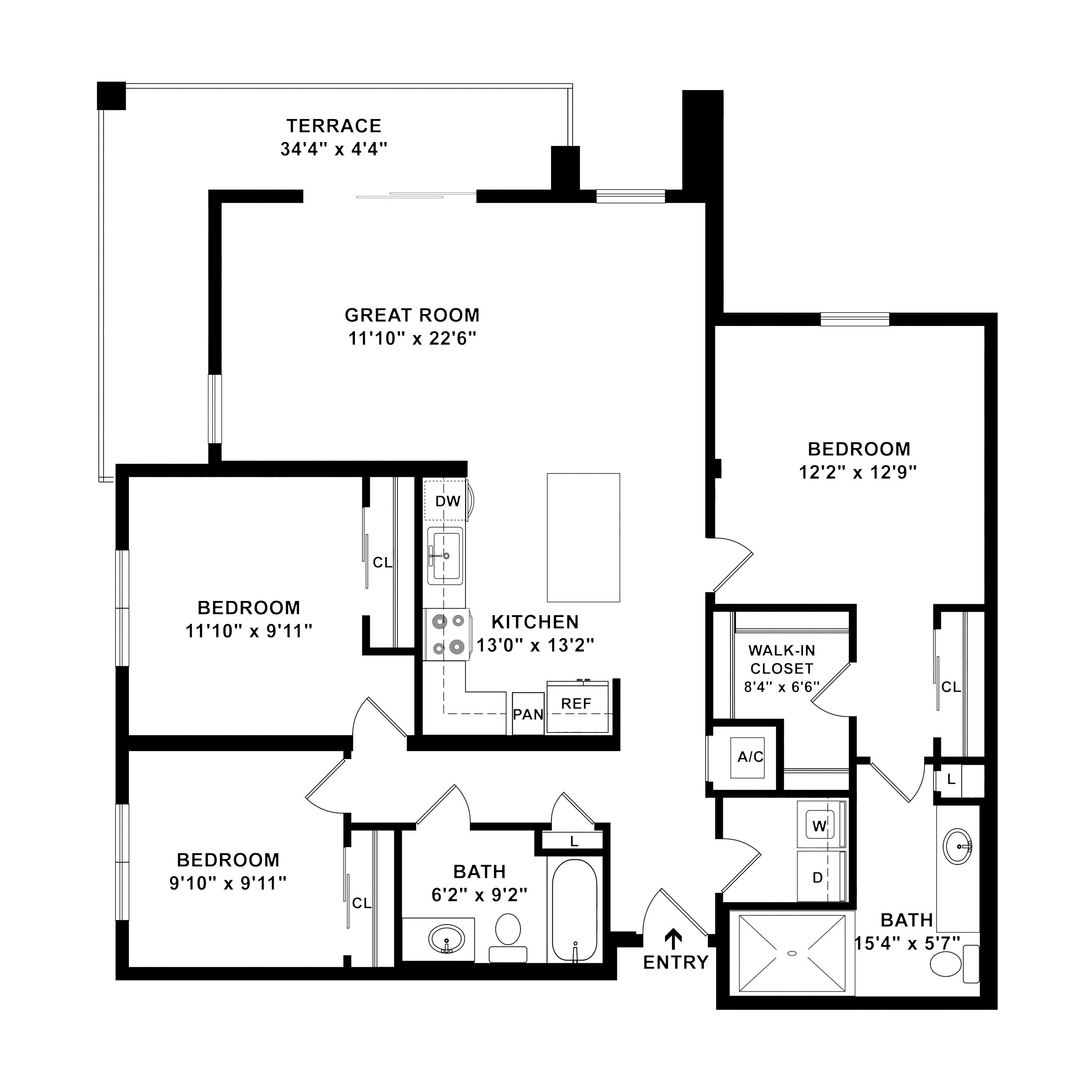 3 Bed/2 Bath-C2 floor plan