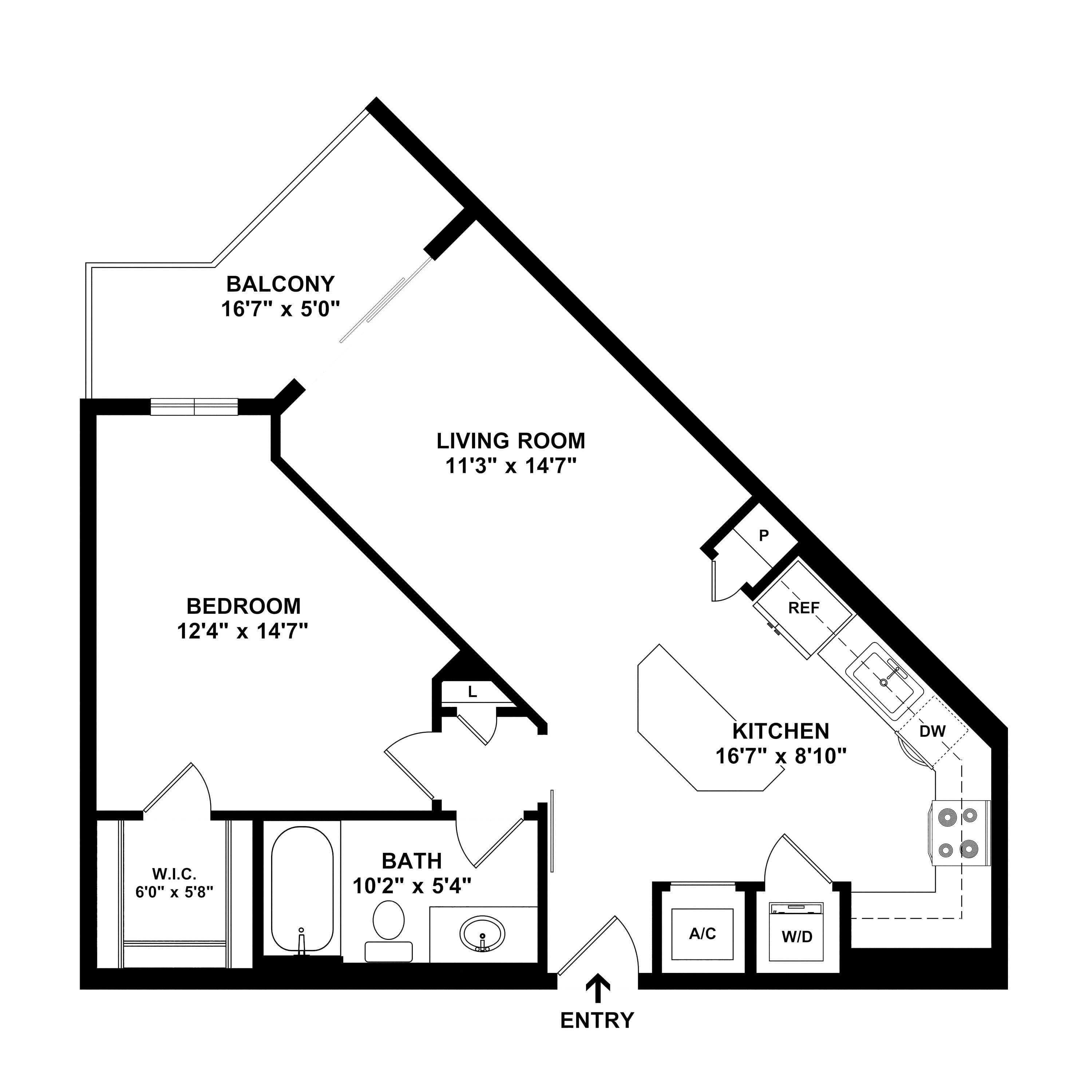 1 Bed/1 Bath-A2 floor plan