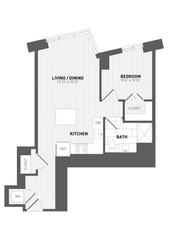 1 Bed/1 Bath-B-4 floor plan