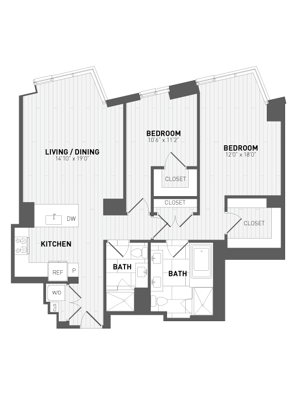 2 Bed/2 Bath Penthouse-PH A1 floor plan