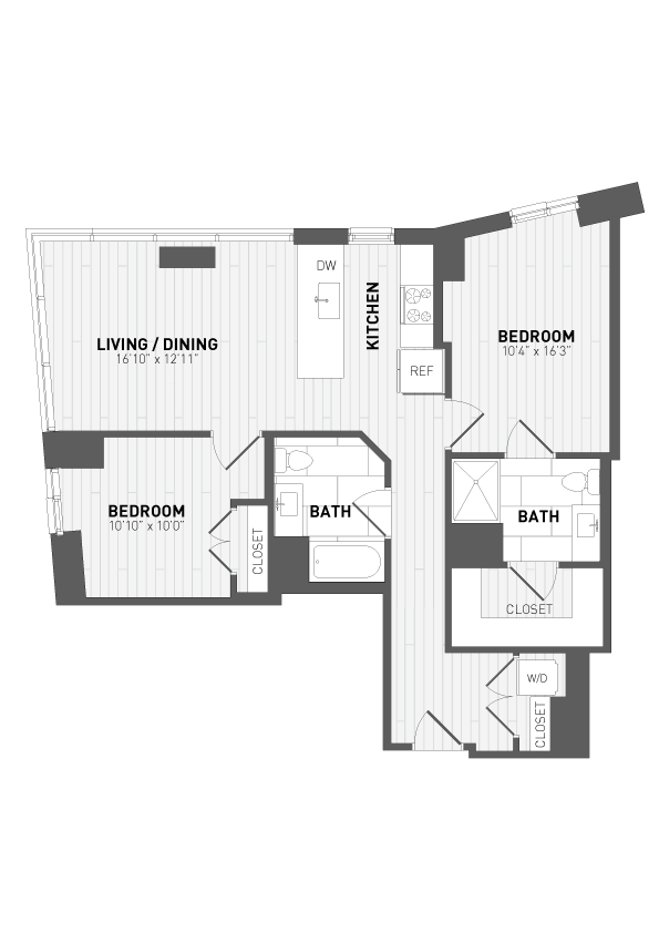 2 Bed/2 Bath-D-2 floor plan