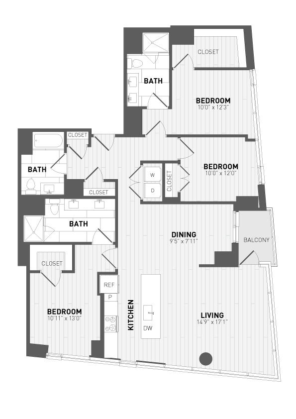 3 Bed/3 Bath-E-1 floor plan