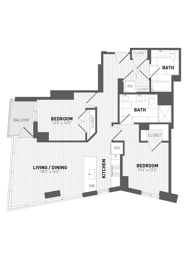 2 Bed/2 Bath-D-1 floor plan