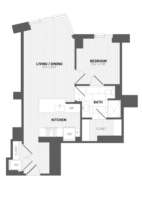 1 Bed/1 Bath-B-6 floor plan