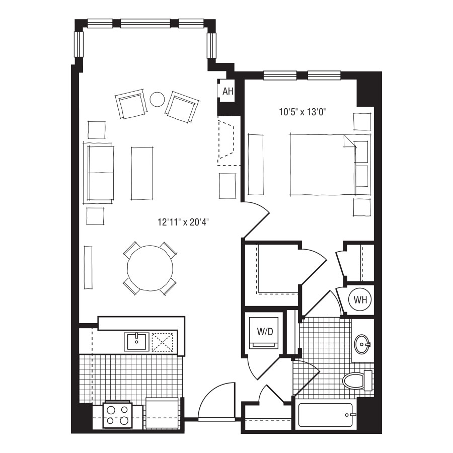 1HB floor plan