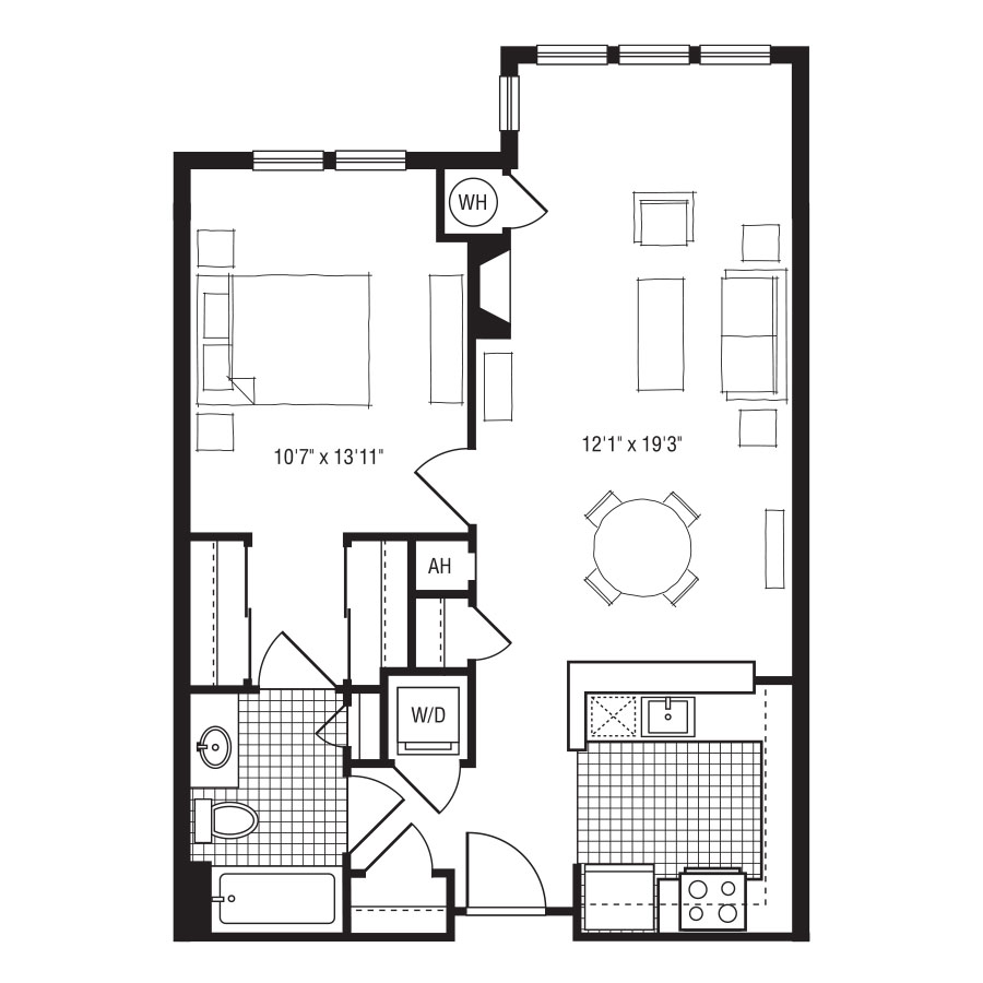 1DB floor plan