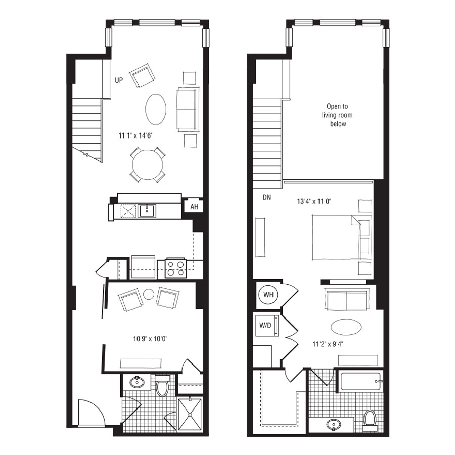 1NB floor plan