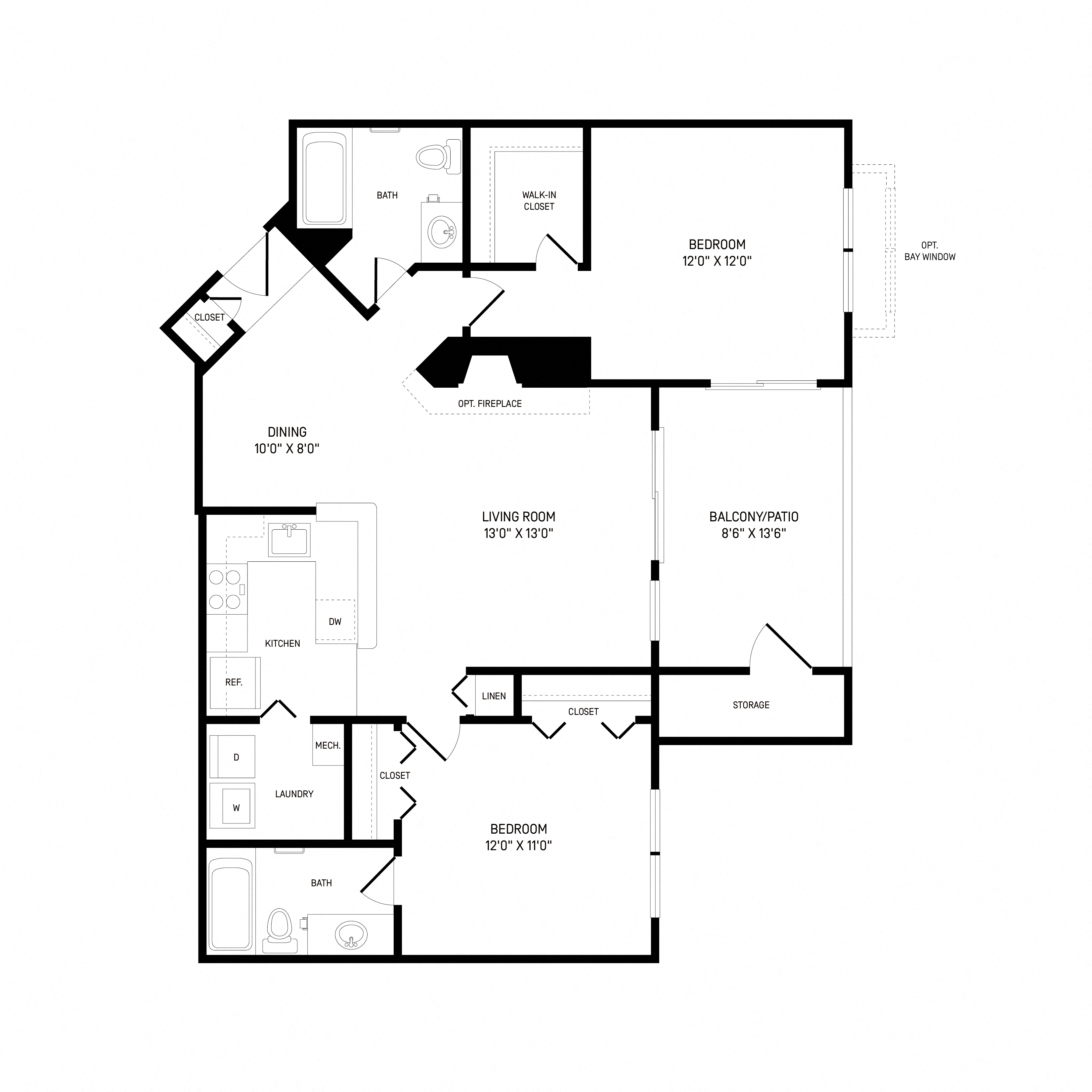 2 Bed/2 Bath-B3 floor plan