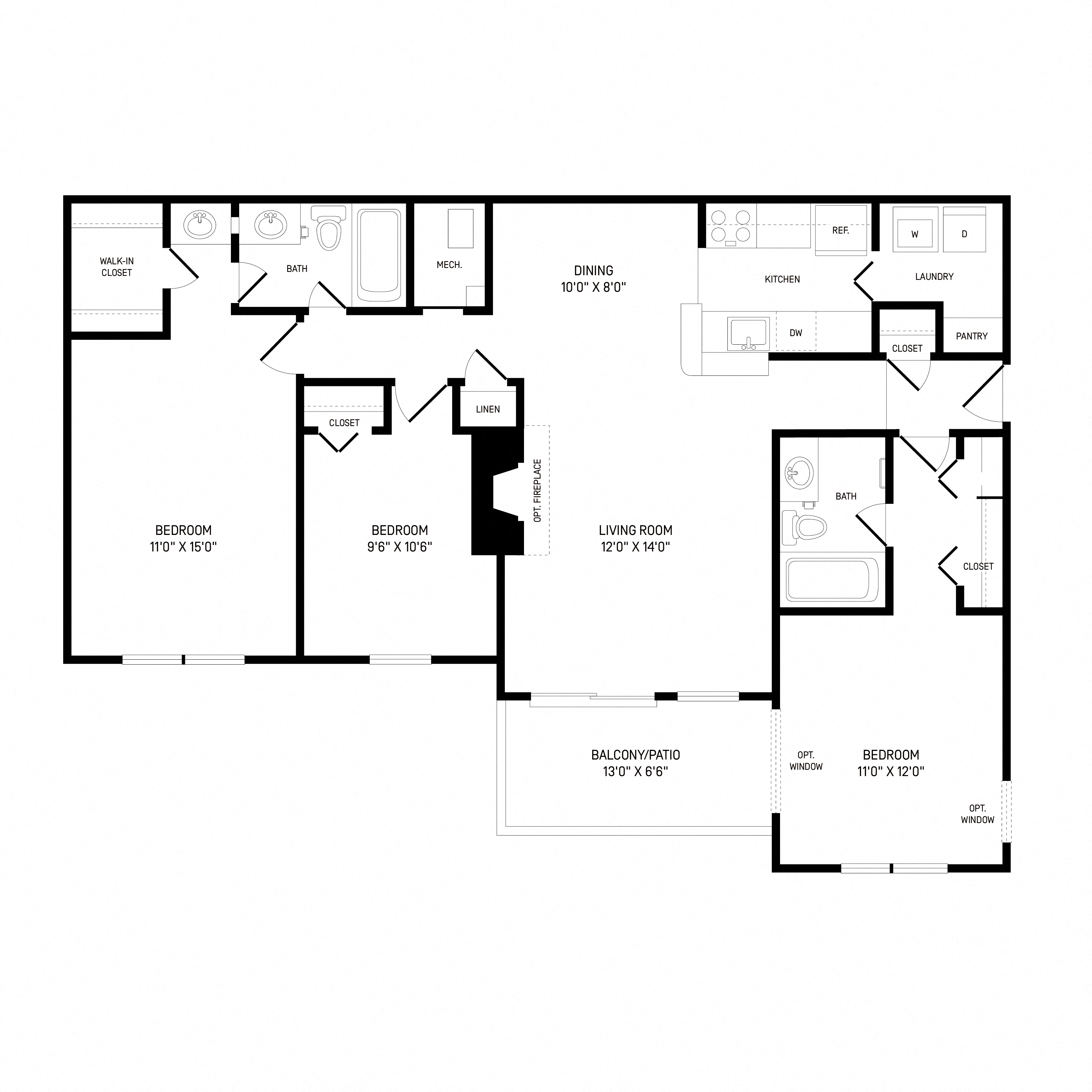 3 Bed/2 Bath-C1 floor plan
