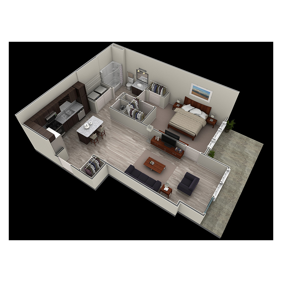 1 BR Designer Courtyard floor plan