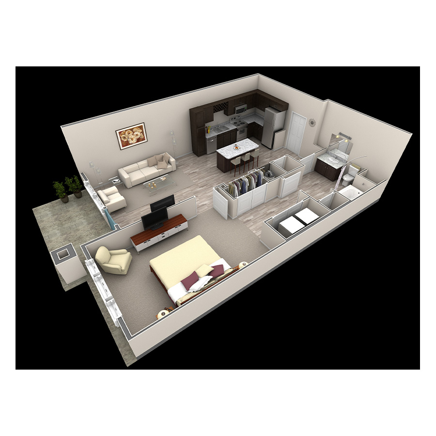 1 Bedroom Premier Courtyard floor plan