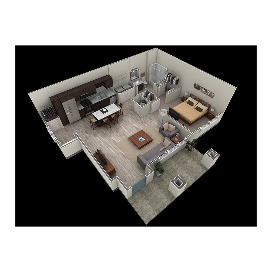 1 BR Grand Courtyard floor plan