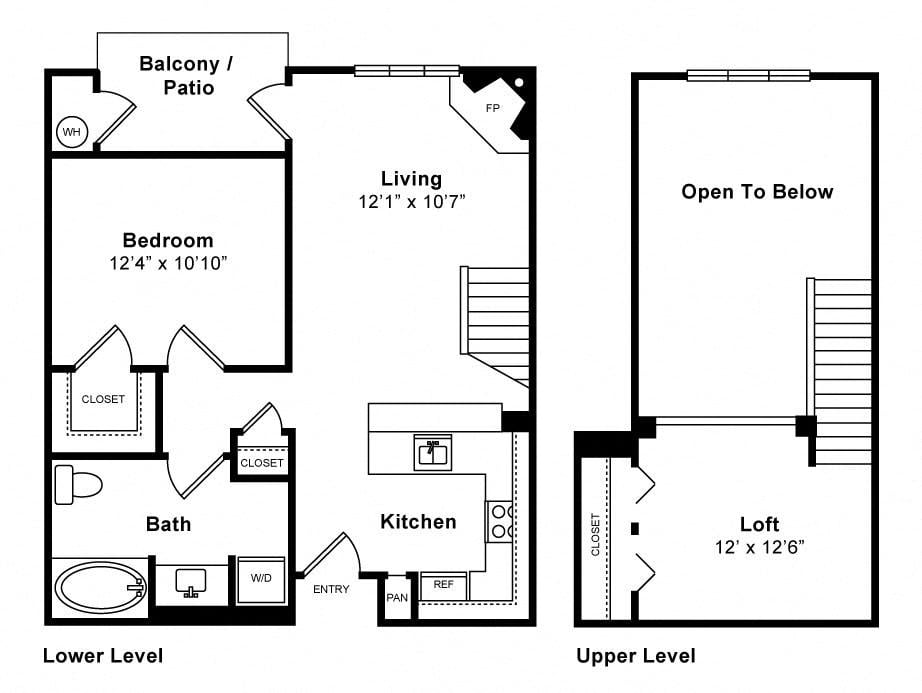 One Bedroom with Loft floor plan