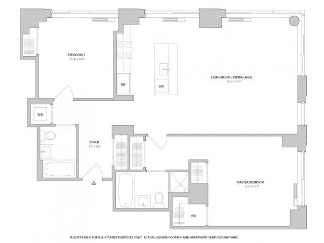 2BR 2Bth - 2 floor plan