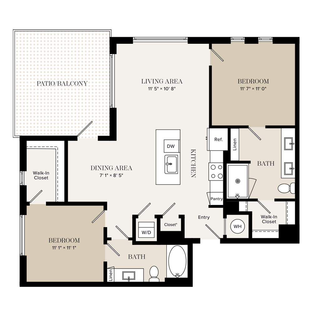 2 Bed/2 Bath-B3 floor plan