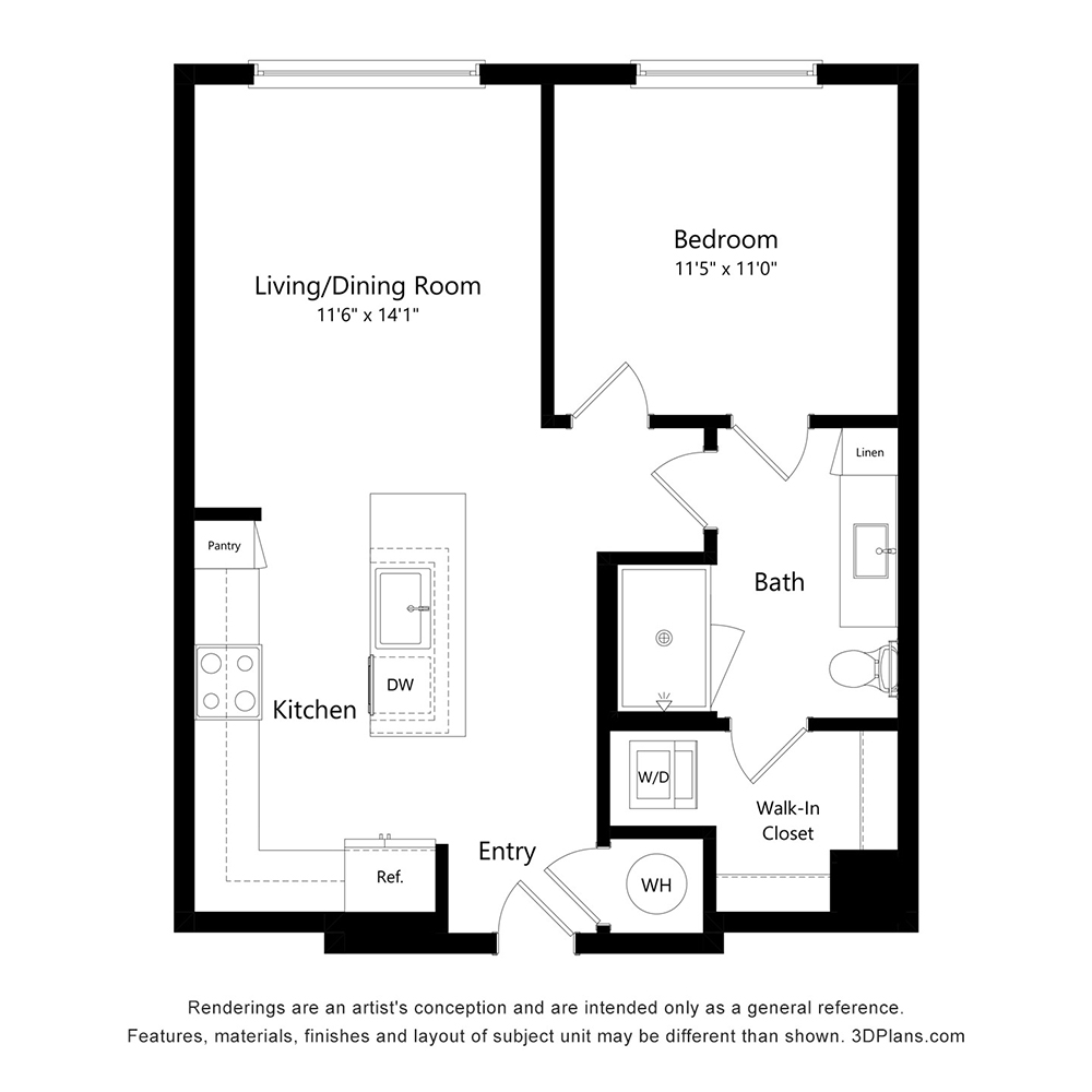 1 Bed/1 Bath-A1 ALT floor plan
