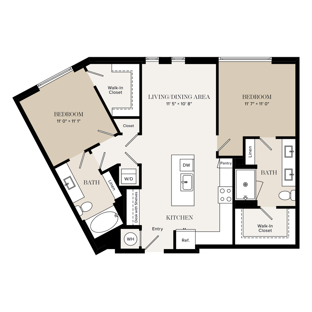 2 Bed/2 Bath-B2 floor plan