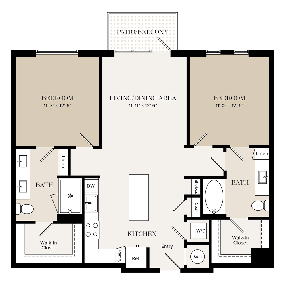 2 Bed/2 Bath-B1.1 floor plan