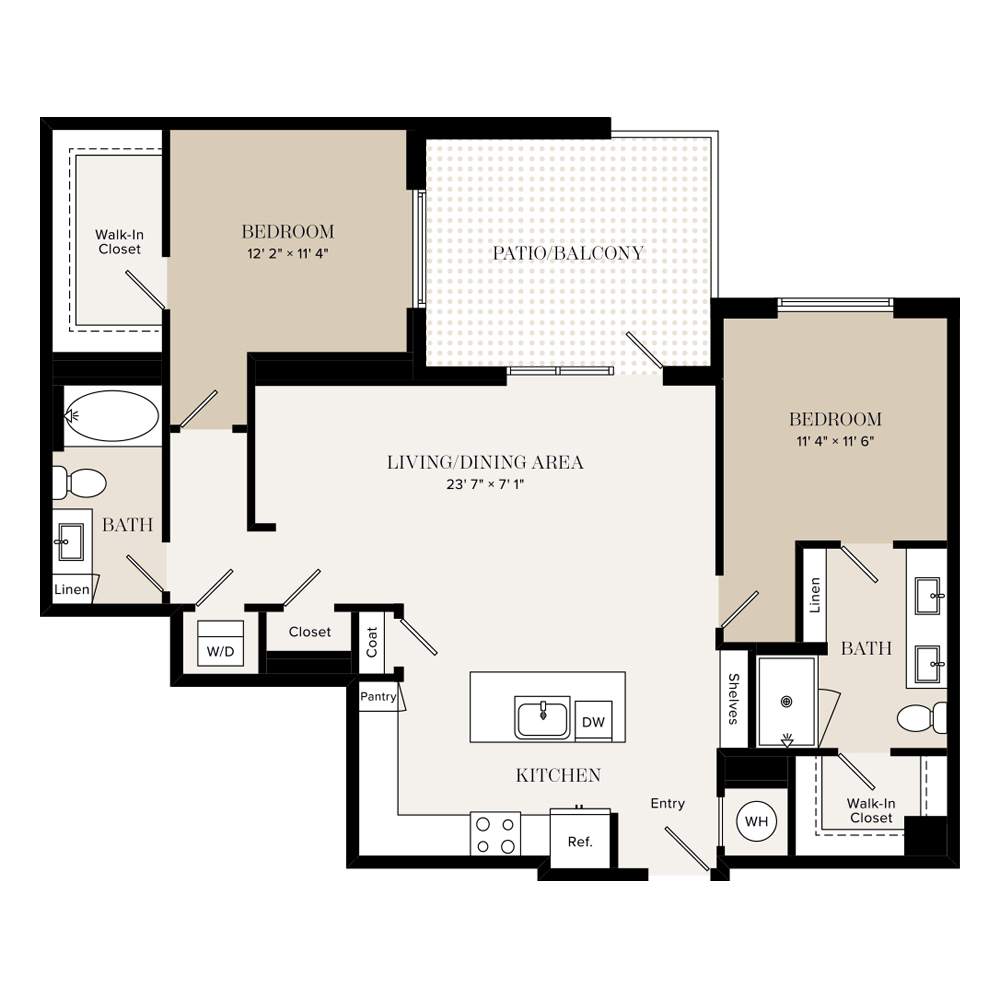 2 Bed/2 Bath-B5 floor plan
