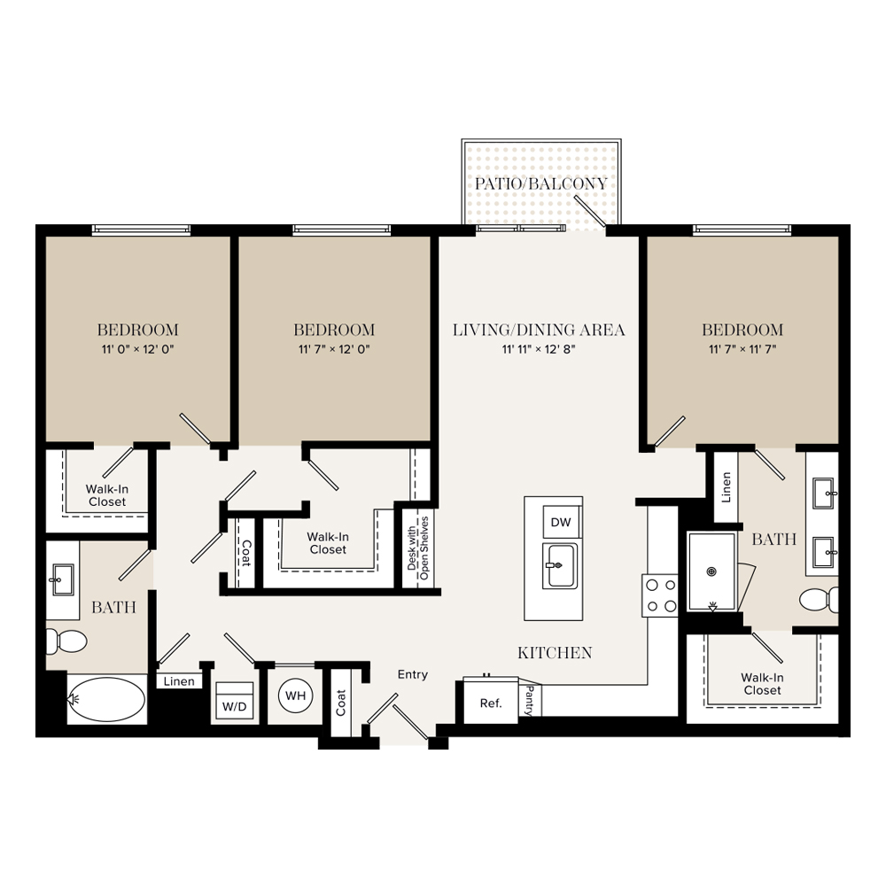 3 Bed/2 Bath-C1 floor plan