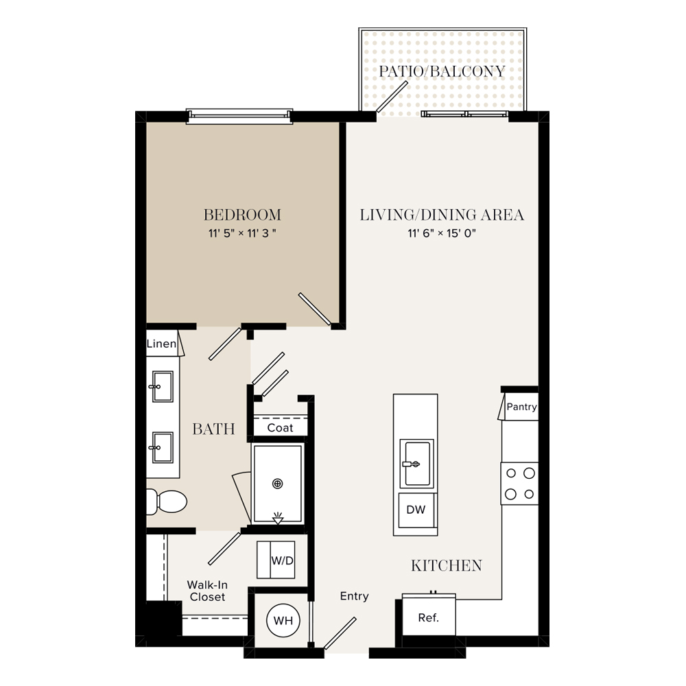 1 Bed/1 Bath-A2 floor plan
