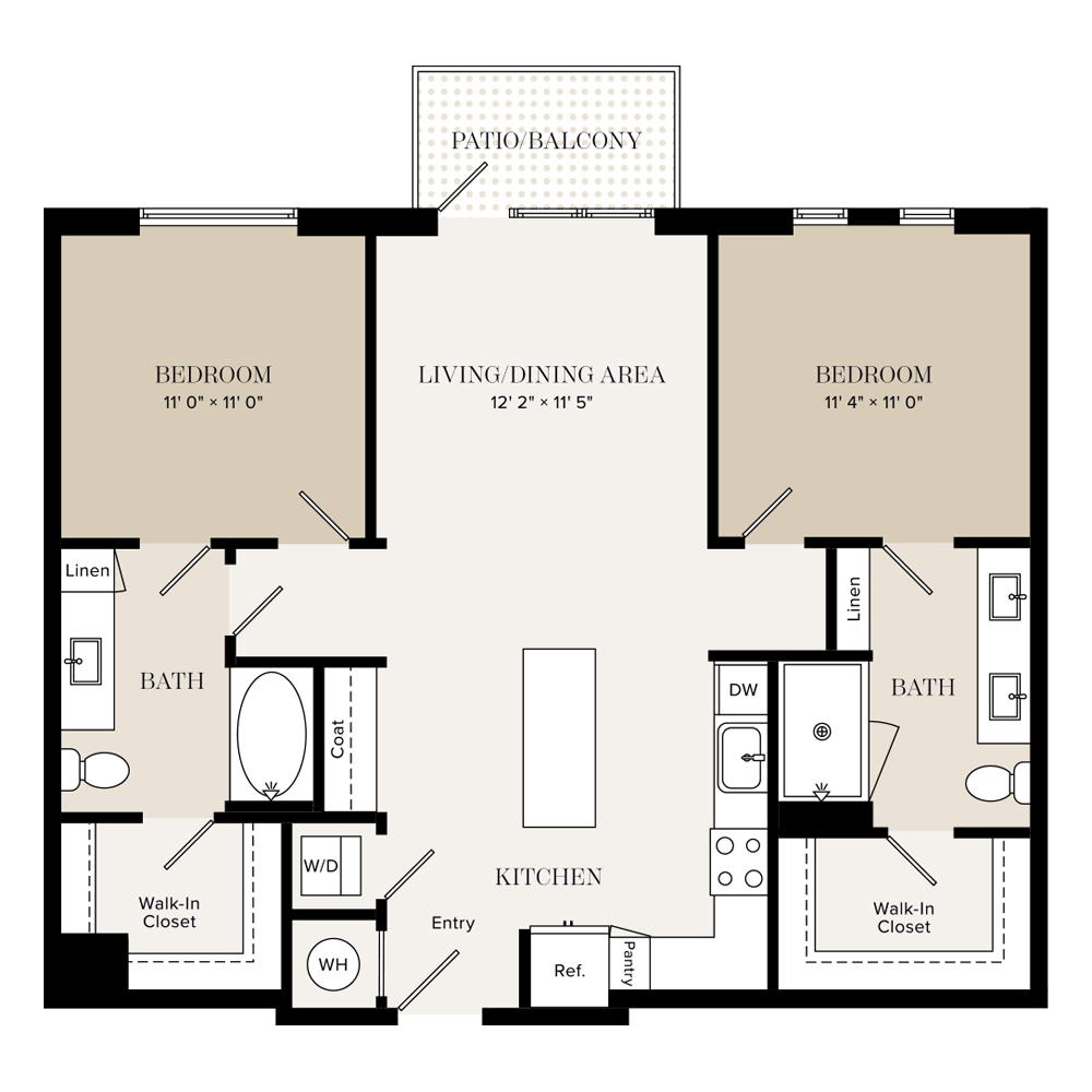 2 Bed/2 Bath-B1 floor plan