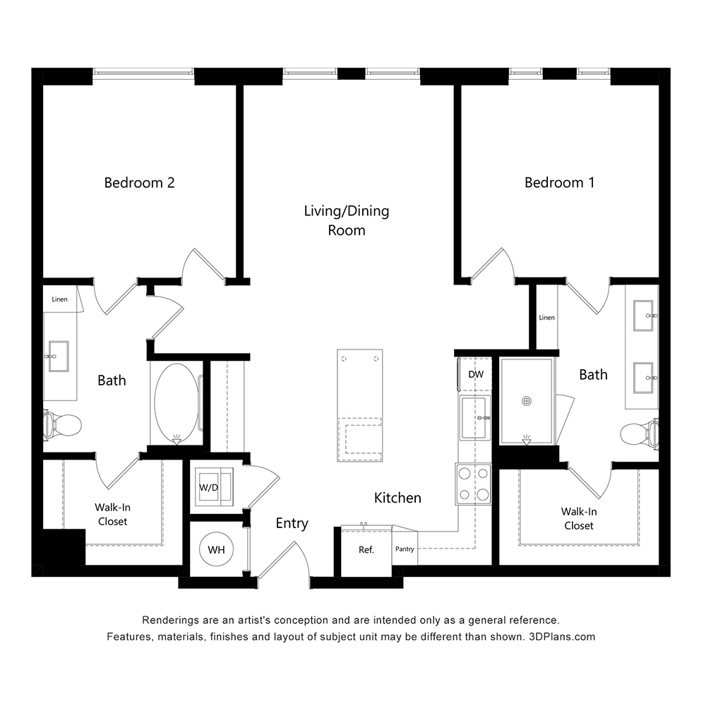 2 Bed/2 Bath-B1 ALT floor plan