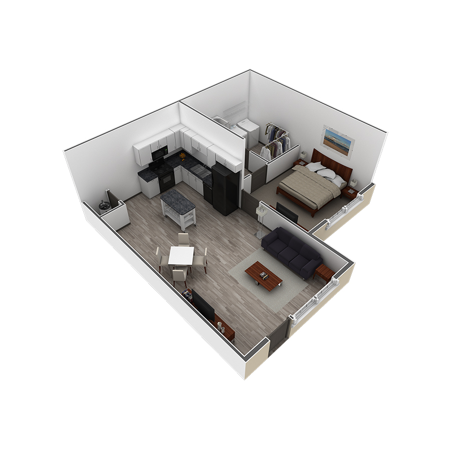 1 BR Retreat Courtyard floor plan