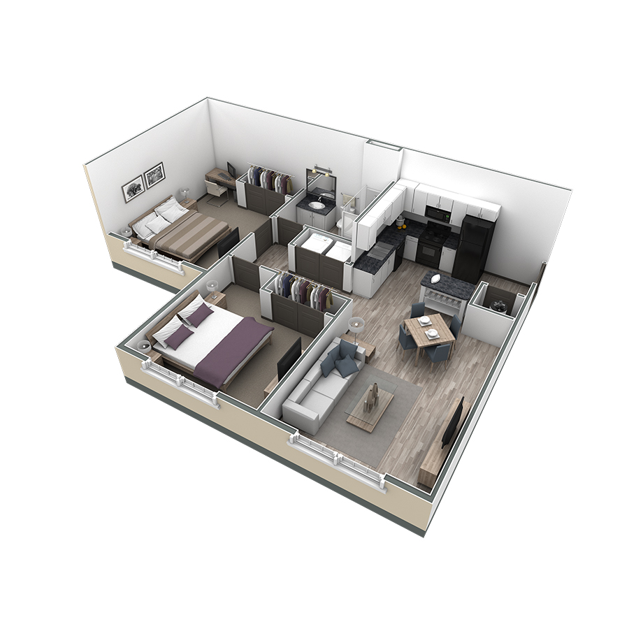 2-1 BR Horizon Overlook floor plan