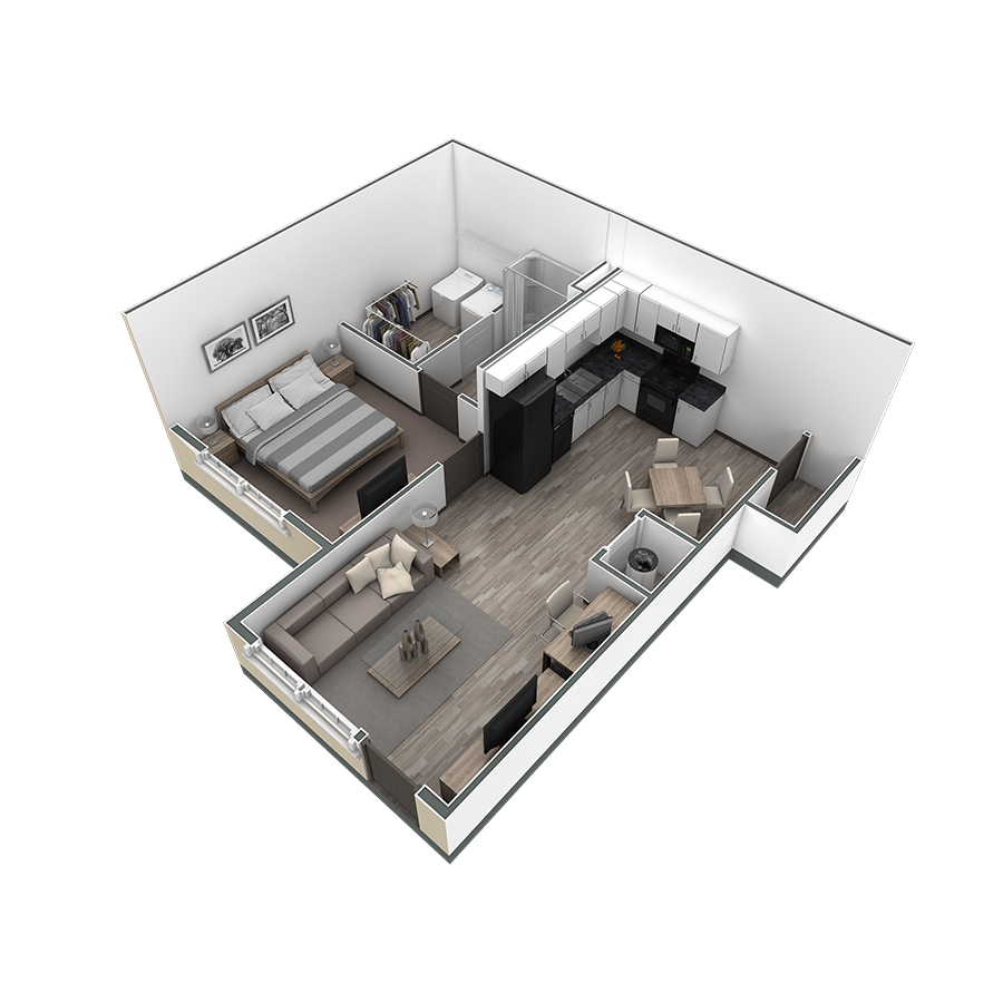 1 BR Horizon Courtyard floor plan