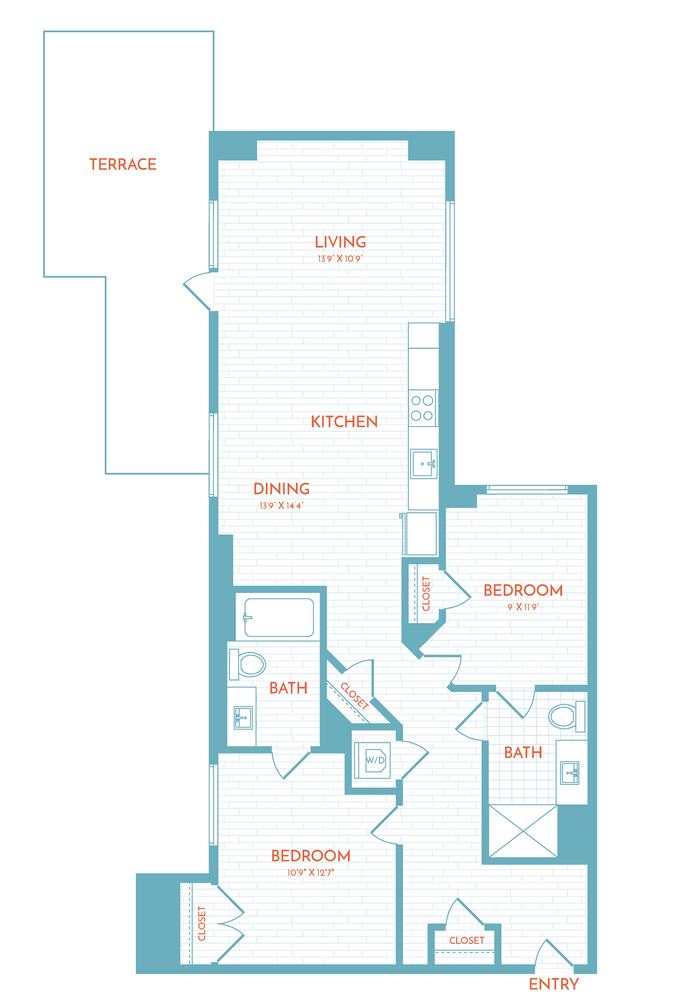 F7 | 2 Bed | 2 Bath floor plan