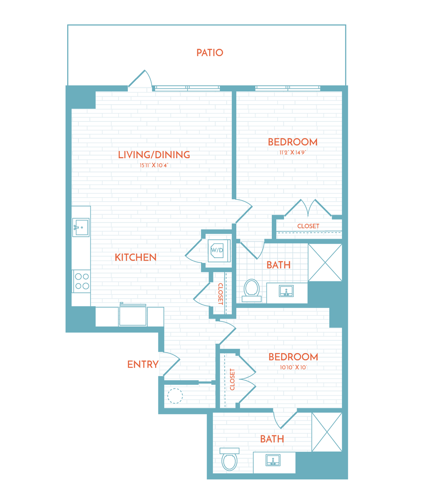 E8 | 2 Bed | 2 Bath floor plan