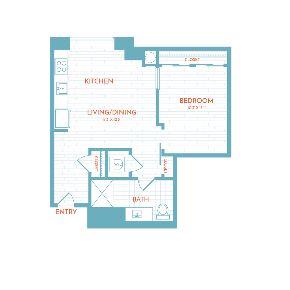 B3 | 1 Bed | 1 Bath floor plan