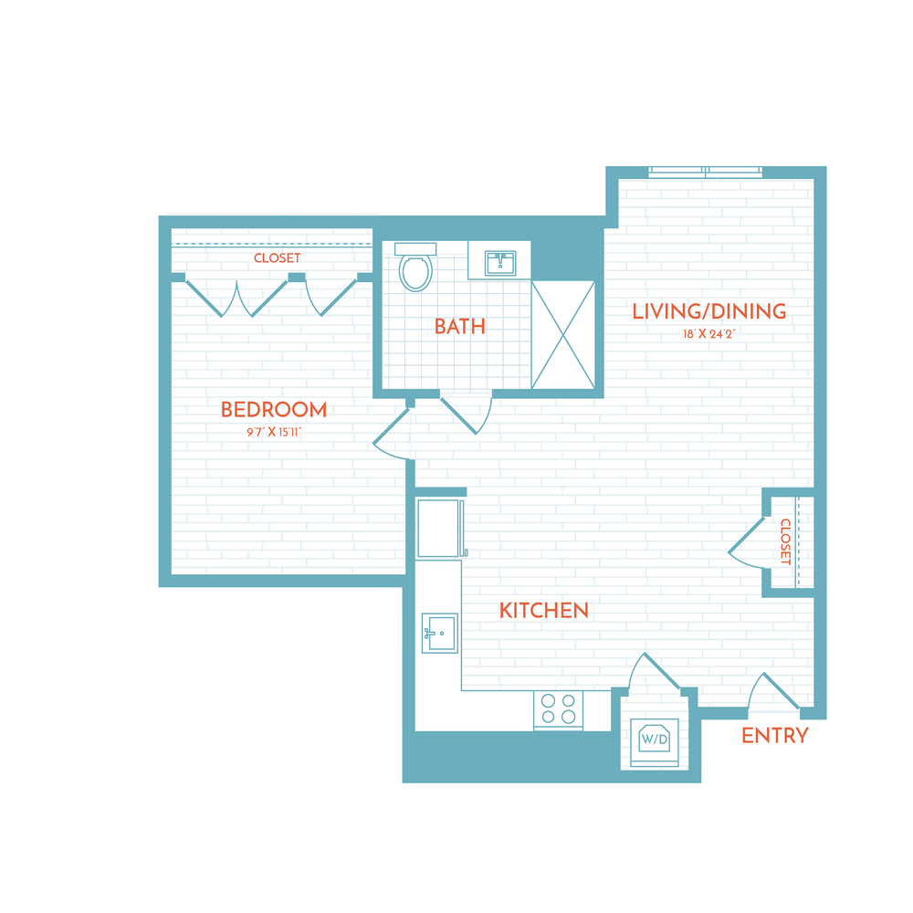 A5 | 1 Bed | 1 Bath floor plan